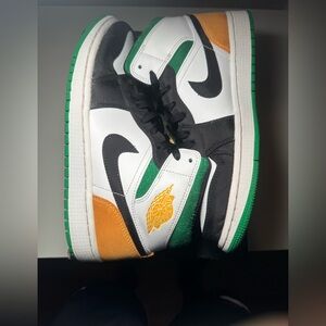 Air Jordan 1 Sneakers Black White Green Orange